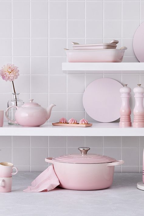 Interior, Pastel, Decoration, Pink, Home Décor, Pink Kitchen Appliances, Pink Home Decor, Le Creuset Colors, Le Creuset Pink
