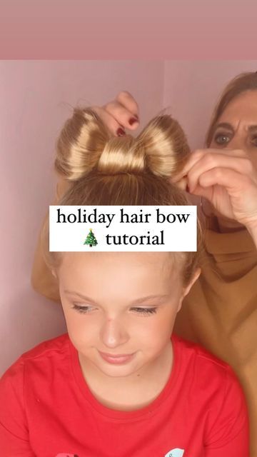 Audrey McClelland on Instagram: "HAIR BOW TUTORIAL FOR THE HOLIDAYS (day 2) 🎄🎄 Here’s a great one for the holidays! It’s fancy. It’s pretty. It’s perfect. 🤩 I wish I had showed the back of the head so you can see how smooth it is after you tuck the tail in. This is really such a great hairstyle for any occasion! . I share all of the hair products that we love and use above in the highlights. . #bunhairstyle #bunhairstyles #holidayhair #holidayhairstyle #simplehairstyles #simplehair #simplehairstyle #easyhairstyles #easyhairstyle #easyhairstylesforgirls #cutehairstyles #cutehair #hairvideo #hairideas #hairinspo #hairinspiration #hairvideos #hairidea #hairstyle #hairstyles #hairtutorial" Hair Bow Bun Tutorial, Hair Into Bow Tutorial, Hair Bow Tutorial, Hair Bow Bun, Hairstyles For Bows, Bow Hair Tutorial, How To Make A Bow In Hair, Bow Bun Hairstyle, Hair Bow
