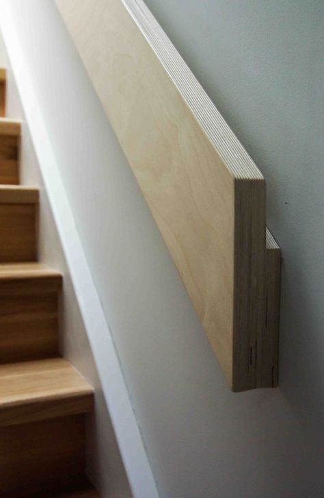 Timber Handrail, Stair Handrail, Metal Stair Railing, Staircase Handrail, Closed Stairwell Ideas, Loft Railing, Basement Remodeling, Basement Stairs, Home Stairs Design