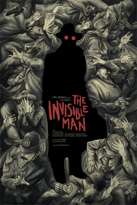 The Invisible Man by Jonathan Burton - Home of the Alternative Movie Poster -AMP- Films, Horror, Film Posters, Retro, Cover Design, The Invisible Man Book, Movie Poster Art, Movie Posters Design, Invisible Man