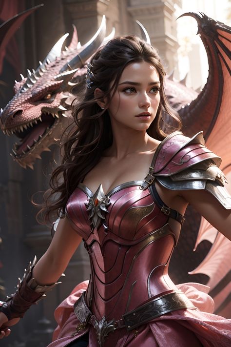 Pink Armor, Fantasy Fighter, Armor Dress, Fantasy Queen, Fashion Collection Inspiration, Sparkle Outfit, Female Artwork, Dragon Princess, Medieval Woman