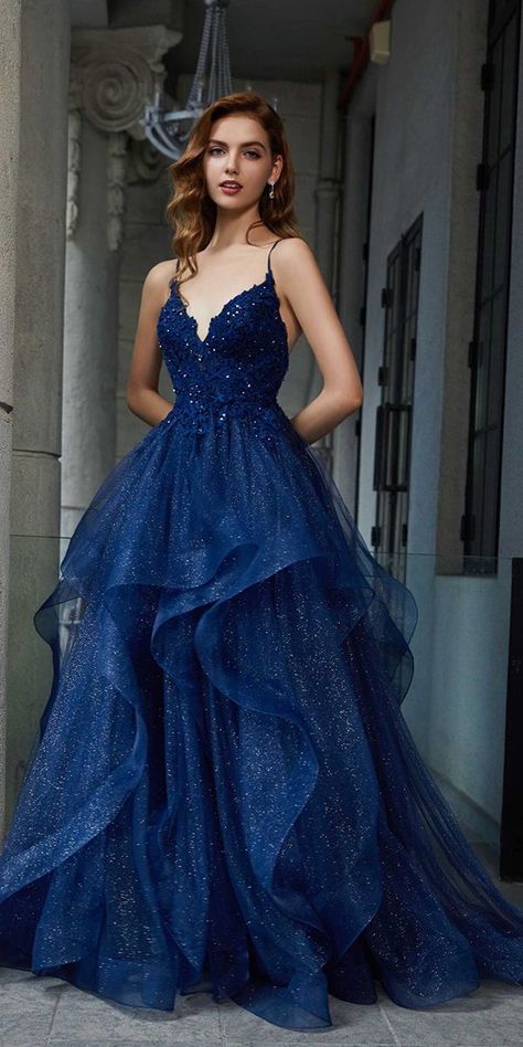 15 Dreamy Blue Wedding Dresses To Inspire :heart: navyblue wedding dresses ball gown with spaghetti straps lace top ruffled skirt digiobridal :heart: #weddingdresses #bridaldresses #weddinggown Prom Dresses, Prom, Cute Prom Dresses, Pretty Prom Dresses, Beautiful Dresses, Dream Dress, Robe, Pretty Dresses, Prom Dress Inspiration