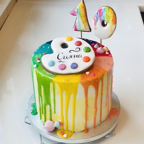 Paint cake Cake Art, Cake, Fondant, Paint Cake, Painting Cake Ideas Birthday, Painted Cakes, Cake Painting, Paint Splatter Cake, Cake Design