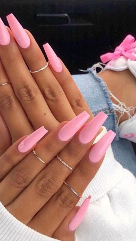 Nail Designs, Ongles, Pretty Nails, Baby Pink Nails, Cute Acrylic Nails, Kuku, Nails Inspiration, Barbie Pink Nails, Nail Colors