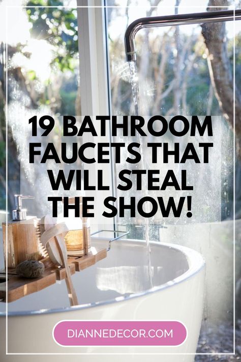 Bathroom faucets can make a big impact on a small space. While it may seem like an insignificant detail to some, the style of your bathroom faucet says a lot about you and your home. So, in this post, I'm not only going to highlight 19 show-stopping bathroom faucets, but I'll touch on a few pros and cons of each type as we go along. #bathroomfaucets #bathroomdesign #bathroomideas #homedecor #decor Ideas, Bathroom Taps, Bathroom Fixtures, Bath Sink Faucet, Master Bathroom Faucets, Bathroom Sink Faucets, Bathroom Faucets, Bathroom Faucets Waterfall, Bathroom Sink Faucets Brushed Nickel