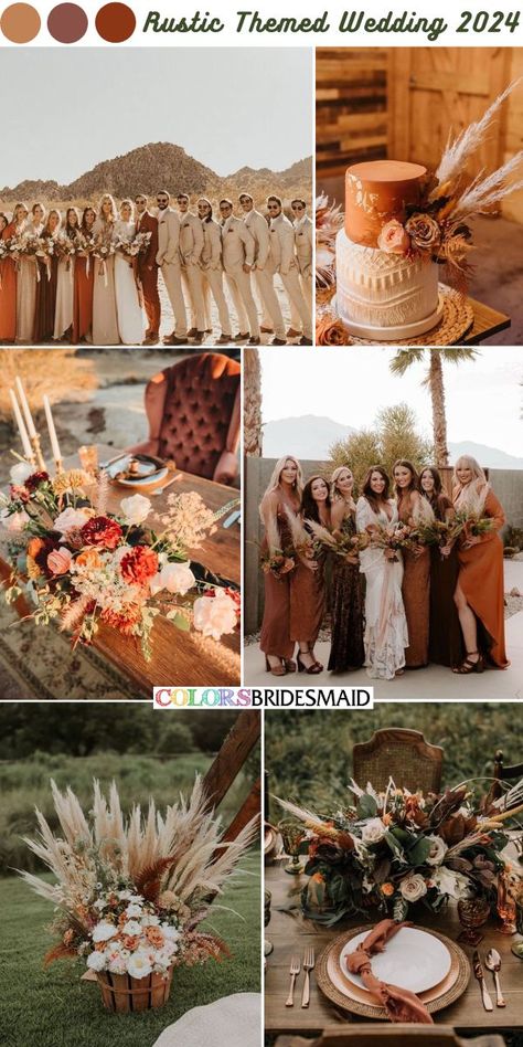 Boho, Ale, Rustic Wedding Colors, Country Wedding Colors, Rust Orange Wedding Color Combos, Wedding Themes Rustic, Boho Wedding Color Schemes, Rustic Wedding Bouquet, Fall Wedding Color Palette
