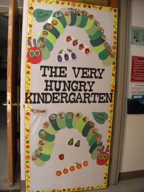 Door for The Very Hungry Caterpillar theme.  AM/PM Class Décor Ideas, Ideas, Classroom Door, Classroom, Classroom Door Decorating Ideas, Classroom Door Decorating, Kindergarten, Door Decorations Classroom, Novelty