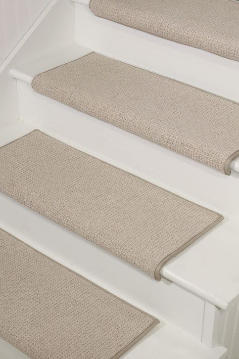 PRICES MAY VARY. 100% Wool Made in USA Hand Wash Only Triple reinforced ROUNDED bullnose front with non skid fiber pad backing. HIGH-END CARPET STAIR TREADS: NANTUCKET is made with 100% New Zealand wool. Wool is naturally resistant to soiling and staining, allowing easy clean up when accidents occur. It’s arguably the best carpet for wooden steps on the market as natural wool is non-allergenic and free of chemicals while promoting healthy indoor air quality. PROTECT YOUR WOODEN STEPS: Stairs are Diy, Carpet Stair Treads, Carpet Treads, Stair Tread Covers, Stair Mats, Sisal Carpet, Best Carpet, Natural Fiber Carpets, Wool Carpet
