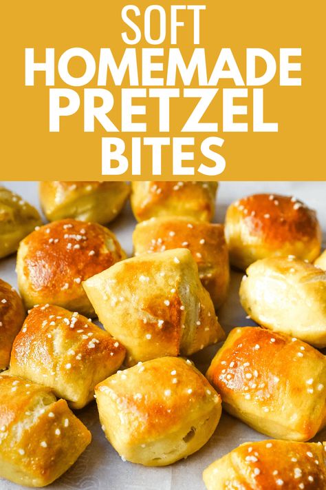 Soft Homemade Pretzel Bites Snacks, Desserts, Homemade Pretzels, Homemade Soft Pretzels, Pretzel Bites, Pretzels Recipe, Soft Pretzel Recipe, Homemade Bread, Pretzel