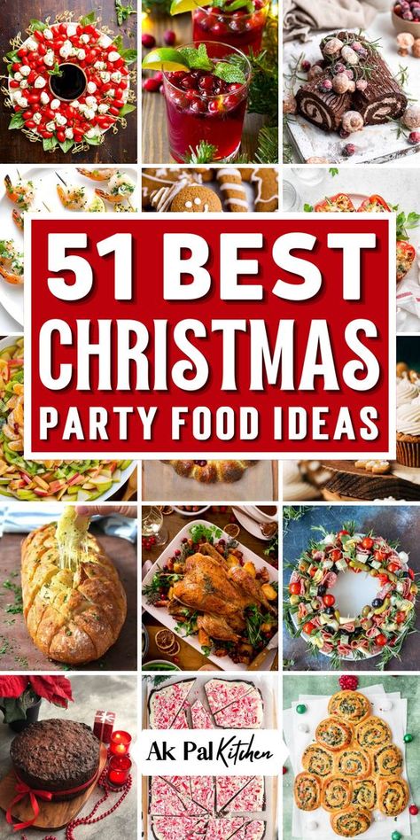 51 Best Christmas Party Food Ideas - Ak Pal Kitchen Parties, Dessert, Thanksgiving, Snacks, Brunch, Christmas Appetizers Party, Christmas Food Dinner, Christmas Party Dishes, Christmas Party Snacks
