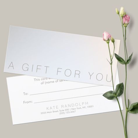 Spa Gift Certificate, Spa Gift Card, Minimalist Business Cards, Gift Certificate Template, Walmart Gift Cards, Gift Card, Gift Certificates, Certificate Design, Minimalist Gifts