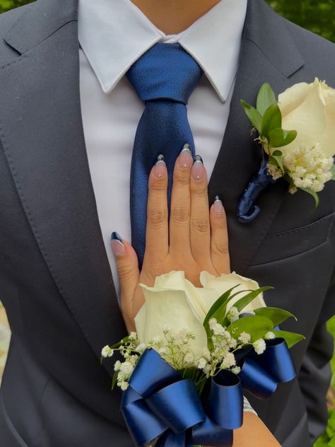 Prom, Dance, Prom Corsage Blue, Royal Blue Tie, Navy Blue Prom Couple, Prom Corsage, Royal Blue Prom Suits, Corsage Prom, Royal Blue Prom Dresses