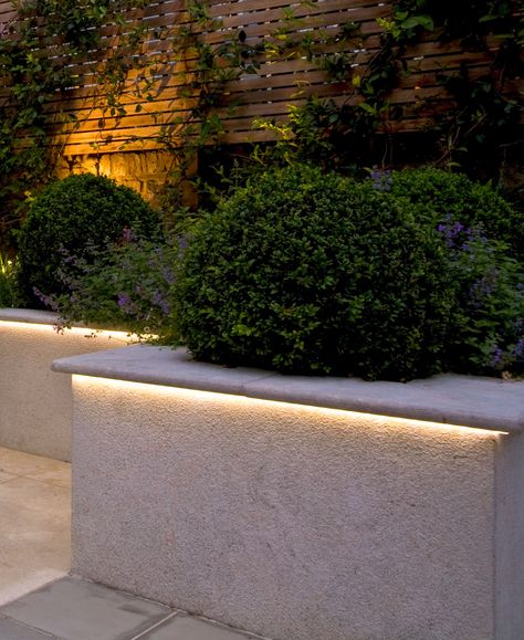 LED strips can sometimes look a bit stark, but they can easily be softened up by gently lighting areas around them, in this case, these raised borders. . . #moderndesign #lightingdesign #outdoorlighting #exteriorlighting #ledstrip #ledlighting Outdoor, Exterior, Outdoor Led Strips, Outdoor Led Lighting, Led Outdoor Lighting, External Lighting Garden, External Lighting, Led Garden Lights, Outdoor Lighting Design