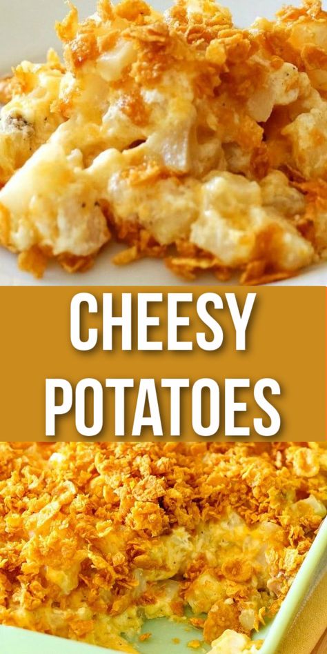 Cheesy Potatoes Recipe, Cheesy Potato Casserole, Cheesy Potatoes Easy, Cheesy Potatoes, Hashbrown Casserole Recipe, Potato Side Dishes, Potato Recipes Side Dishes, Cheesy Side Dish, Potatoe Casserole Recipes
