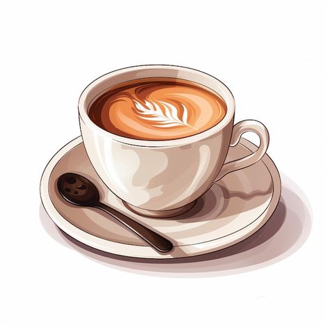 Retro, Gouache, Coffee Art, Coffee Vector, Vector Food Illustration, Coffee Cup Design, Coffee Illustration, Coffee Cup Drawing, Food Illustration Art