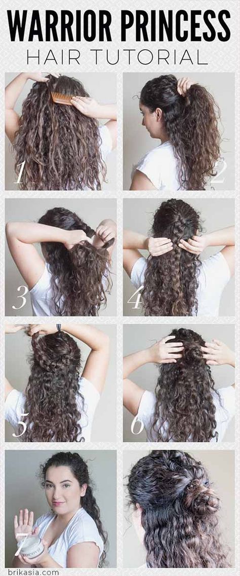20 Amazing Hairstyles For Curly Hair For Girls Long Hair Styles, Hair Styles, Hairdos For Curly Hair, Cool Hairstyles, Girls Hairstyles Braids, Hairdo, Curly Hair Tutorial, Curly Hair Styles Easy, Princess Hair