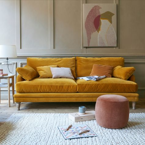 Home Décor, Mustard Sofa, Comfy Sofa, Best Sofa, Sofa, Living Room Sofa, Yellow Couch, Yellow Sofa, Gold Couch