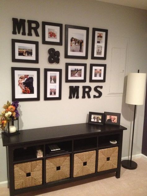 What a cute idea for a married couple! Home Improvement, Diy Home Décor, Home Décor, Home Deco, Home Projects, Home Diy, Decoracion De Interiores, Gallery Wall, Room Decor