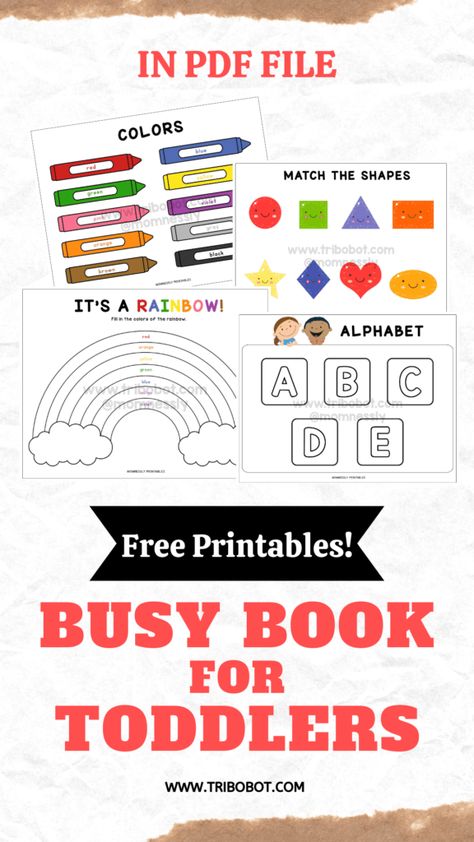 Busy Book For Toddlers - https://tribobot.com Toddler Learning Activities, Toddler Books, English, Pre K, Toddler Free Printables, Toddler Learning, Toddler Printables, Kids Busy Book, Preschool Learning