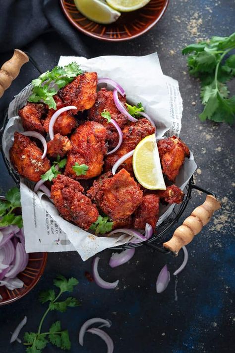 Fried Chicken, Indian Fried Chicken, Fried Chicken Recipes, Indian Chicken, Spicy Chicken, Chilli Chicken, Tandoori Chicken, Indian Food Recipes, Juicy Chicken