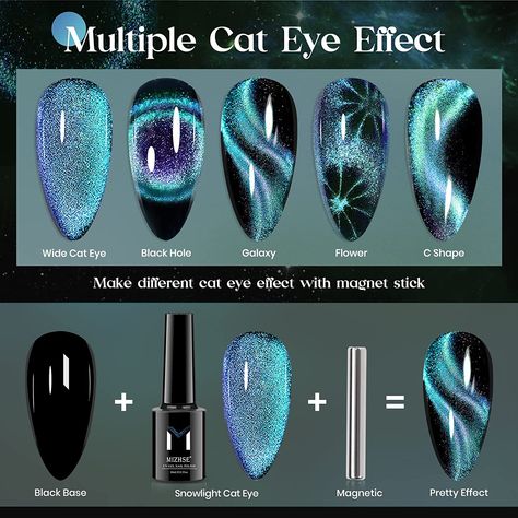 Design, Nail Art Designs, Magnetic Nail Polish, Magnetic Nails, Holographic Nails, Holographic Nail Designs, Gel Polish Designs, Cat Eye Gel Polish, Cat Eye Nails Polish
