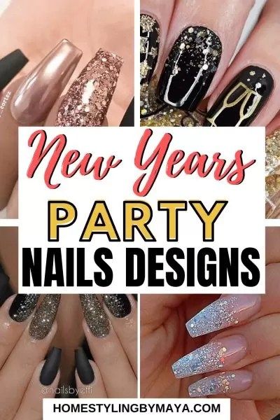 FIRST APARTMENT (1) Party Nail Design, Glitter, New Years Eve Nails, New Years Nail Designs, New Years Nail Art, Nails For Kids, January Nail Designs, Dipped Nails, Creative Nails