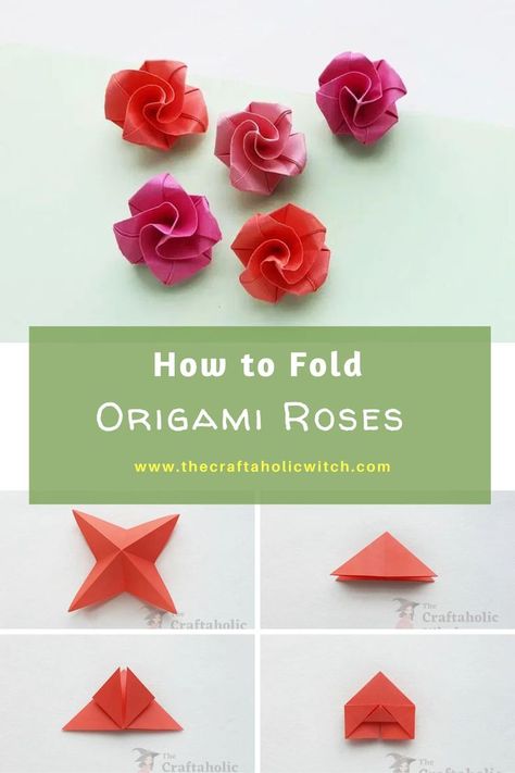 How to Make Easy Origami Roses Origami, Diy, How To Make Origami, How To Make Paper Flowers, Origami Flowers Instructions, Paper Roses Tutorial, Easy Origami Flower, Paper Flower Instructions, Paper Origami Flowers