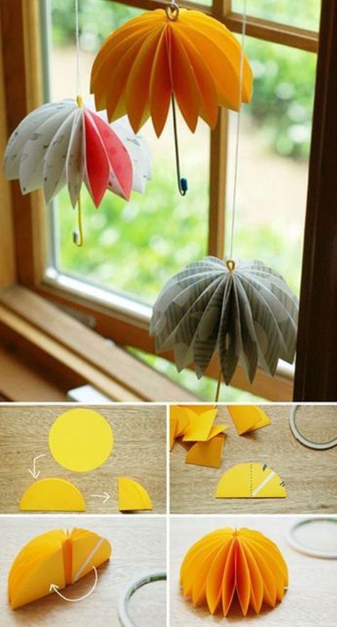 40 Handmade DIY Decoration Ideas For Different Purposes - Bored Art Paper Crafts, Origami, Diy Crafts, Diy Artwork, Crafts, Diy, Diy Projects, Paper Flowers, Paper Umbrellas