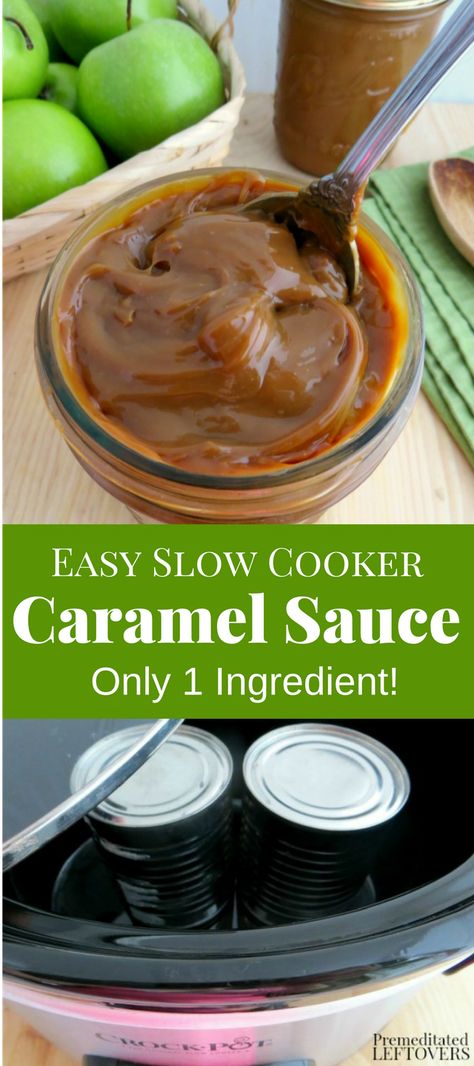 Easy One Ingredient Crock-Pot Caramel Sauce Recipe - Here are directions for making caramel sauce in a slow cooker using a can of sweetened condensed milk. Dessert, Slow Cooker, Desserts, Snacks, Crock Pot Slow Cooker, Crockpot Recipes Slow Cooker, Crock Pot Cooking, Slow Cooker Recipes, Cooker Recipes