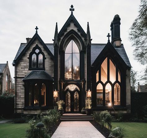Gothic Lifestyle | Facebook Victorian Gothic House Exterior, Gothic Victorian House Exterior, Victorian Gothic Homes, Victorian Gothic House, Goth House Decor, Gothic Revival House, Gothic Homes Exterior, Goth House Exterior, Goth House Ideas