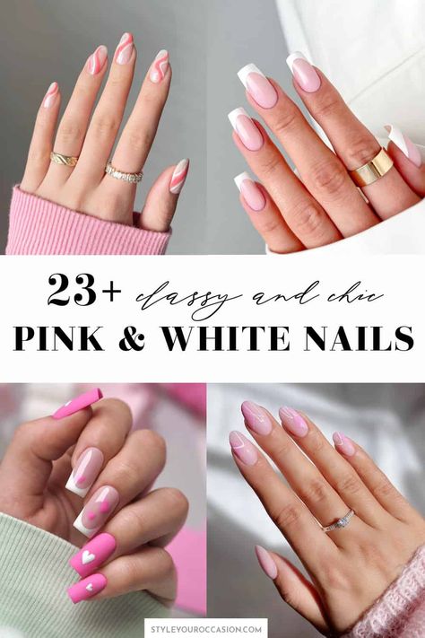 Looking for simple and chic ideas for pink and white nails? You’ll love this list of classic ombre pink and white nails or pink and white French tips, and other unique designs with glitter and cute nail art. There’s acrylic and natural short nails, as well as coffin, almond, and square. These white and pink nails are perfect for spring, summer, fall, and winter! Ideas, Ombre, Glitter, Summer, Pink, Pink White Nails, Pink Acrylic Nails, Pink Acrylic Nail Designs, Pink Nail Designs