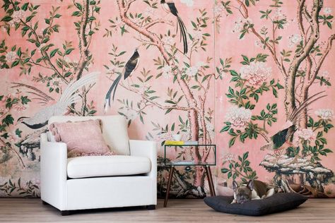 Pastel Pink Wallpaper for Walls, Magnolia Mural, Garden Wallpaper Decor | anewall – Anewall Pastel, Pink, Design, Retro, Layout, Beautiful, Wallpaper, Modern, Haus