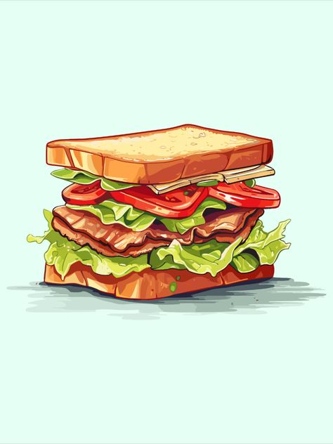 Sandwiches, Art, Illustrations Posters, Foods, Sandwich Drawing, Food Illustrations, Food Drawing, Cute Food Drawings, Cafe Art