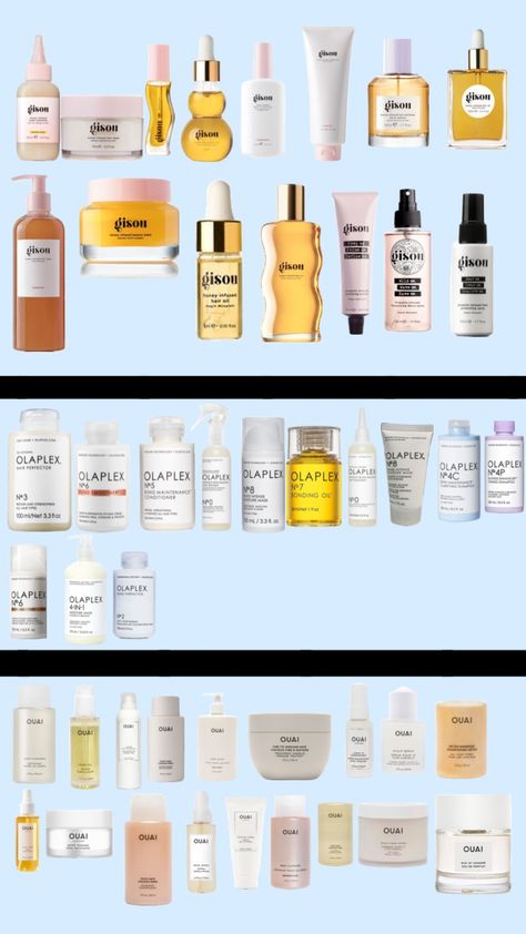 Gisou VS Olaplex VS Ouai Beauty Products, Body Care, Perfume, Skincare Packaging, Ouai Products, Olaplex, Ouai Hair, Skincare Routine, Skin Makeup