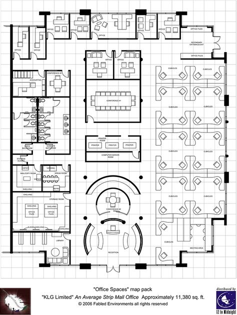 Modern Floorplans: Single Floor Office - Fabled Environments |  | Modern FloorplansDriveThruRPG.com Interior, Studio, Commercial, Floor Plans, Floor Plan Layout, Modern Floor Plans, Office Floor Plan, Office Building Plans, Office Layout Plan