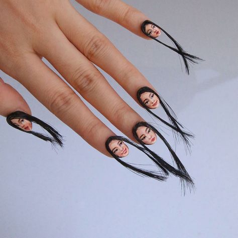 Are you looking for a fashion style that’s sure to turn a few heads? Then look no further, because these hairy selfie nails are guaranteed to make people take notice…for one reason or another. People, Design, Nail Art Designs, Funky Nail Art, Selfie, Hairy Nail, Bad Nails, Scary, Creepy