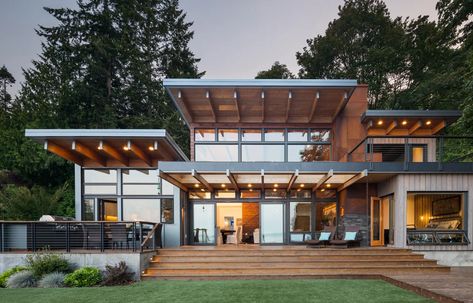 Pacific Northwest Home Design | Home Design Company Bainbridge House Design, Seattle, House Plans, Architecture, Contemporary House Plans, Residential Architect, House Exterior, House Styles, Modern House