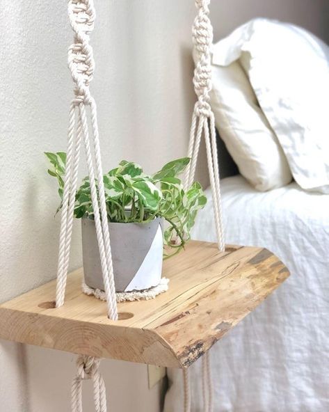 Bohemian Bedside Table, Unique Nightstand Ideas, Bohemian Nightstand, Boho Bedside Table, Boho Nightstand, Unique Nightstand, Bedroom Boho, Macrame Ideas, Bedroom Night Stands