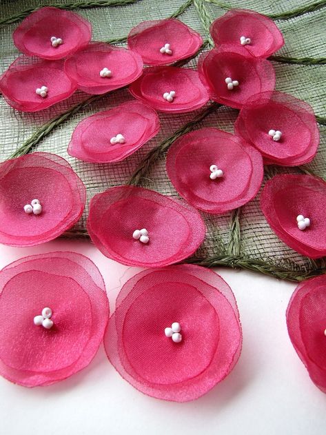 Fabric Flowers, Floral, Silk Ribbon Embroidery, Fabric Flowers Diy, Fabric Flower Tutorial, Flower Applique, Handmade Flowers Fabric, Cloth Flowers, Making Fabric Flowers