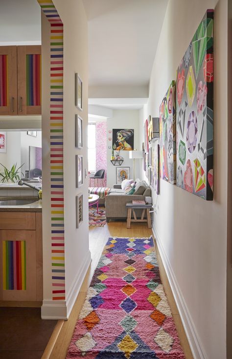 Textile Designer's Rainbow Eclectic New York City Rental | Apartment Therapy Decoration, Design, Inspiration, Ideas, Dekorasyon, Haus, Lares, Mural, Dream
