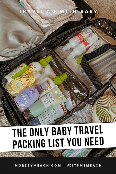 A picture of baby travel essentials packed in a suitcase. Wanderlust, Disney, Baby Packing List Travel, Toddler Packing List Travel, Traveling With A Baby, Baby Packing List, Travel Tips With Baby, Traveling With Baby, Toddler Packing List