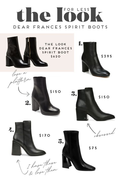 Dear Frances Spirit Boot Dupes and Look Alikes Dear Frances | Spirit Boots | Spirit Boots Outfit | Black Boots Ankle Boots, Vintage Boots Outfit, Over The Ankle Boots, Boots With Heels, Leather Ankle Boots, Leather Boots Outfit, Boot Heels Outfit, Black Leather Boots, Fall Boots Outfit