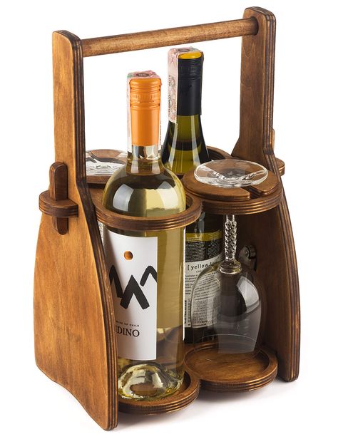 PRICES MAY VARY. ORIGINAL DRINKER GIFT for Wine lover and Perfect for BBQ’s, picnic, parties, tailgate, travel on boat and so much more. Great Gifts for Father’s Day, Christmas, Birthday, Anniversary and other events UNIVERSAL – for wine with glasses or beer bottles. Practical Wine 4 Pack Holder. Strong and Steady Beer Carriers. Unique way to display your favorite bottles of wine. Magnetic corkscrew holder integrated EASY ASSEMBLY and COLLAPSIBLE. Instructions included. Simply assemble is all ha Design, Wines, Wine Glass Holder, Beer Carrier, Wooden Beer Caddy, Wine Bottle Holders, Wine Holder, Beer Caddy, Wine Bottle Glasses