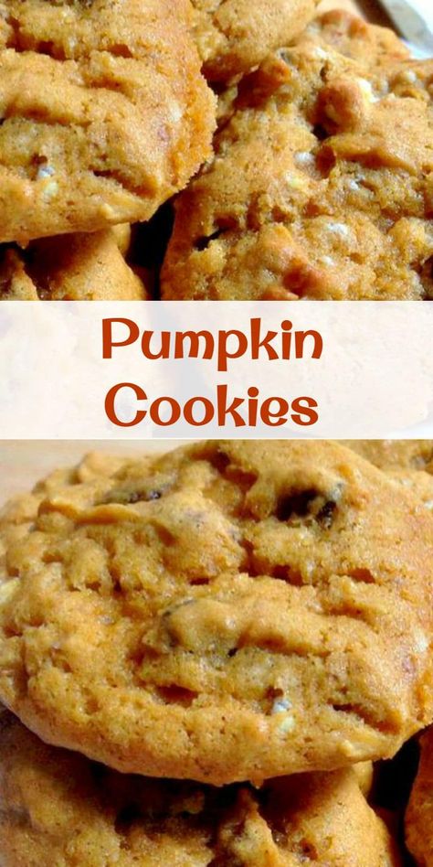 Delicious Pumpkin Cookies! Easy to make and they go fast so make sure you have plenty! Christmas Recipes, Thanksgiving, Snacks, Pumpkin Recipes, Pie, Nutella, Desserts, Brownies, Pudding