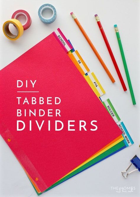 Making your own tabbed binder dividers is quick and easy! This tutorial shows you how! Organisation, Binder Dividers, Diy Binder, Binder Tabs, Planner Tabs, Divider Tabs, School Diy, Planner Diy, Planner Bundle