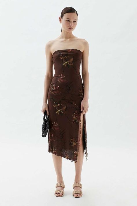 Haute Couture, Outfits, Urban Uutfitters, Midi Maxi Dress, Strapless Midi Dress, Purple Midi Dress, Fitted Maxi Dress, Vintage Midi Dresses, Brown Strapless Dress