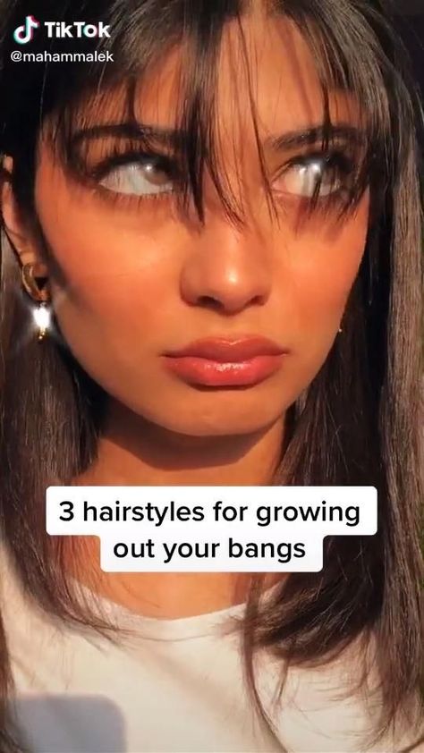 Inspiration, Styling Bangs Tutorial, How To Style Bangs, Pinned Bangs, Grown Out Bangs, Growing Out Bangs, Hairstyles For Thin Hair, Fake Bangs, Hairstyles With Bangs