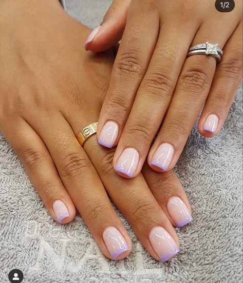 Manicures, Opi Gel Nails, French Tip Pedicure, Pink Tip Nails, Coloured French Manicure, Purple French Manicure, French Tip Manicure, Gel French Manicure, French Tip Nails