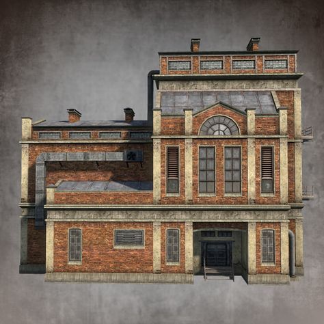 3ds max brick factory Industrial, Diy, Architecture, Steampunk Building, Building Front, Building Concept, Building, Factory House, Building Design