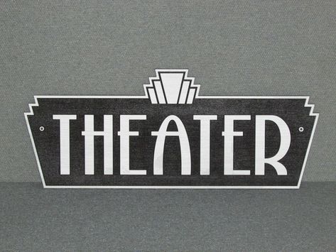 nice Vintage Style Art Deco Silver & Black Theater Sign Movie Home Theater Decor   Check more at http://harmonisproduction.com/vintage-style-art-deco-silver-black-theater-sign-movie-home-theater-decor/ Design, Art Deco, Theatre, Art Nouveau, Vintage, Theatre Sign, Art Deco Theater, Theatre Set, Theater Furniture